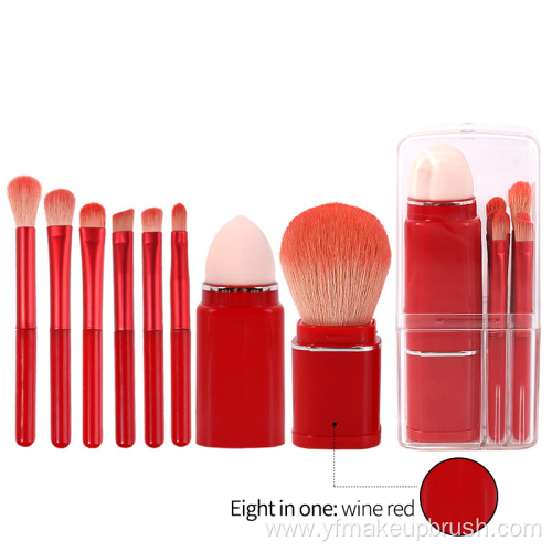 double sided Eight Mini Portable Retractable Blush Brush